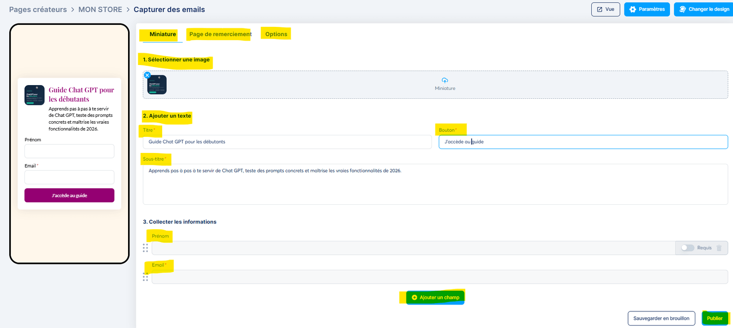 Capturer des emails