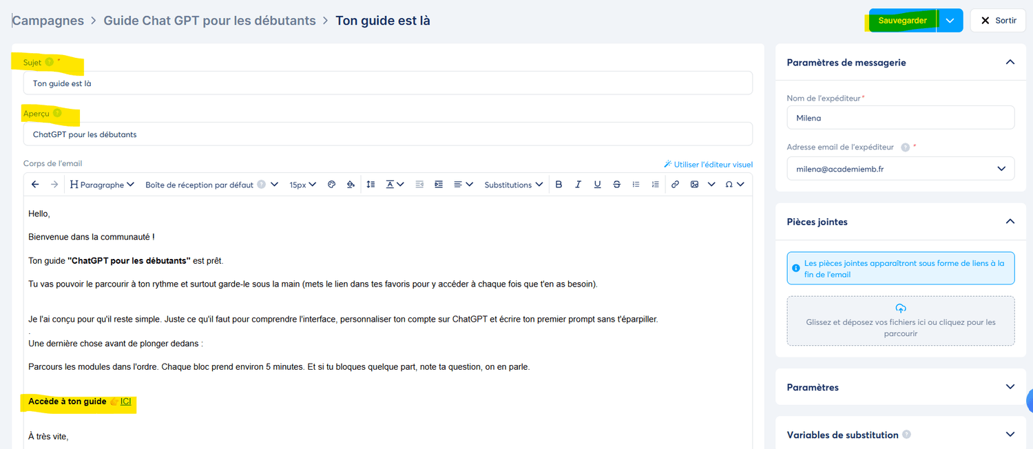 Rédiger ton email