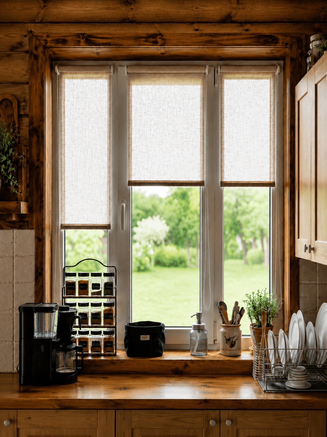 cortinas roller translúcidas para cocina rústica – Argentina