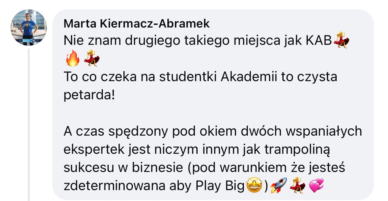 Agnieszka - opinia Kobieca Akademia Biznesu