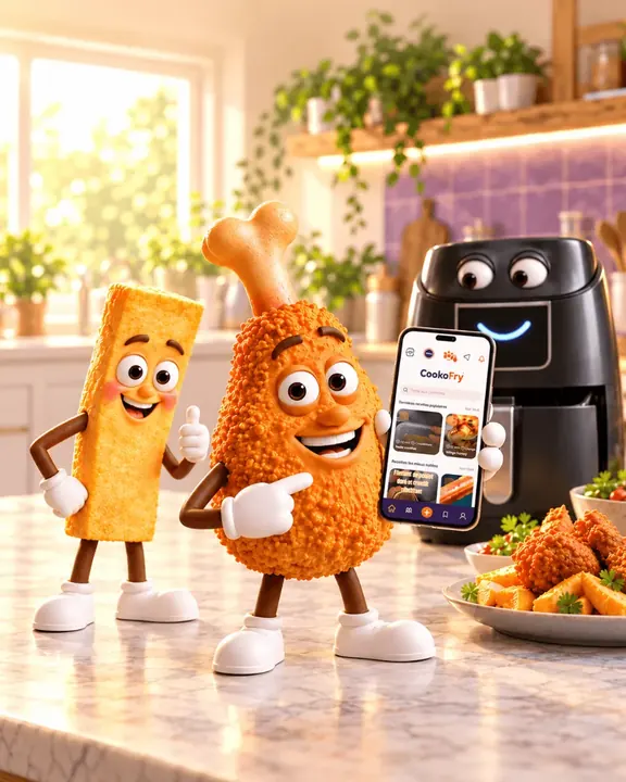 Application Cookofry sur smartphone : recettes Airfryer avec temps et températures de cuisson