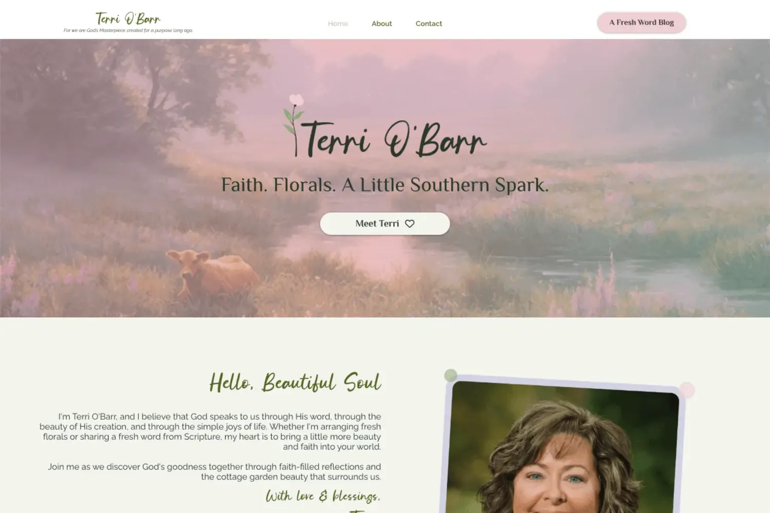 Terri O'Barr website built by DiVita Creative