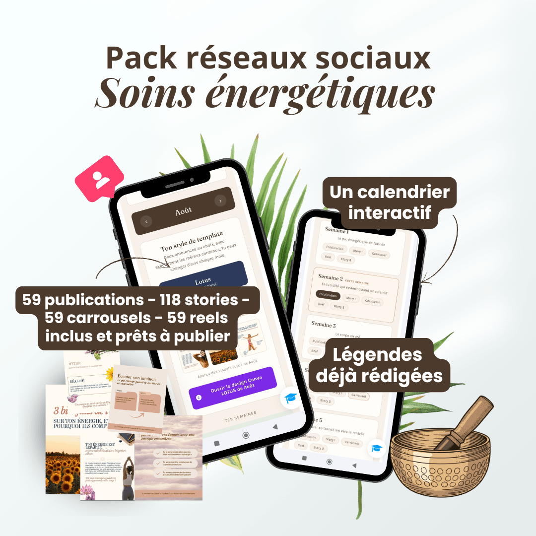 Calendrier de 295 contenus déjà prêts - Soins énergétiques