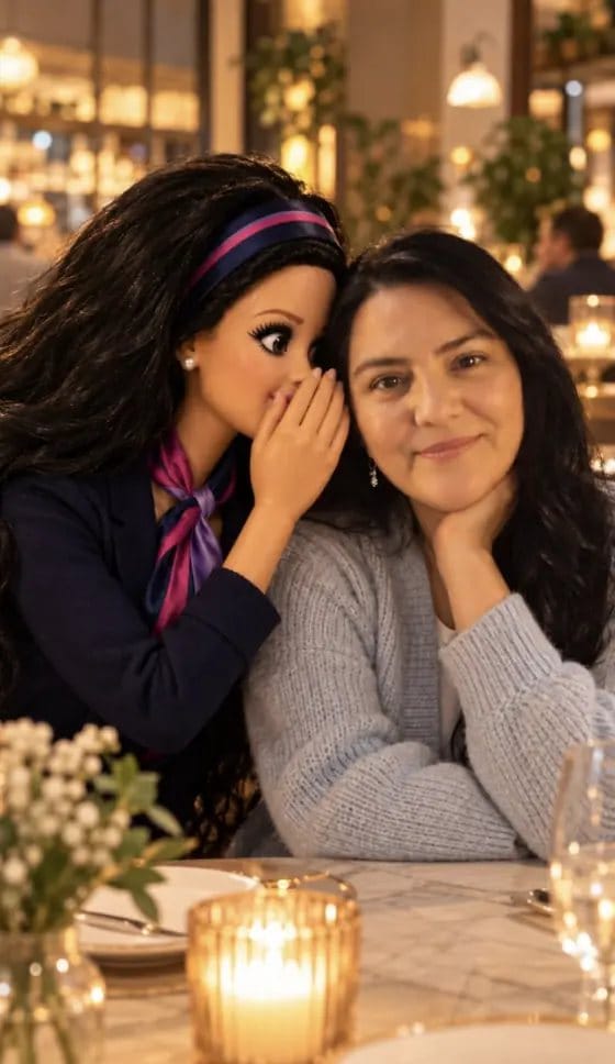 Leyla Ruiz junto a la muñeca que acompaña sus correos