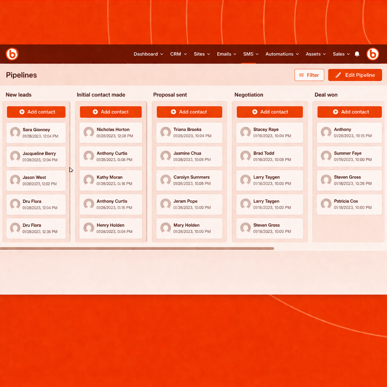 Buyrflo CRM pipeline board