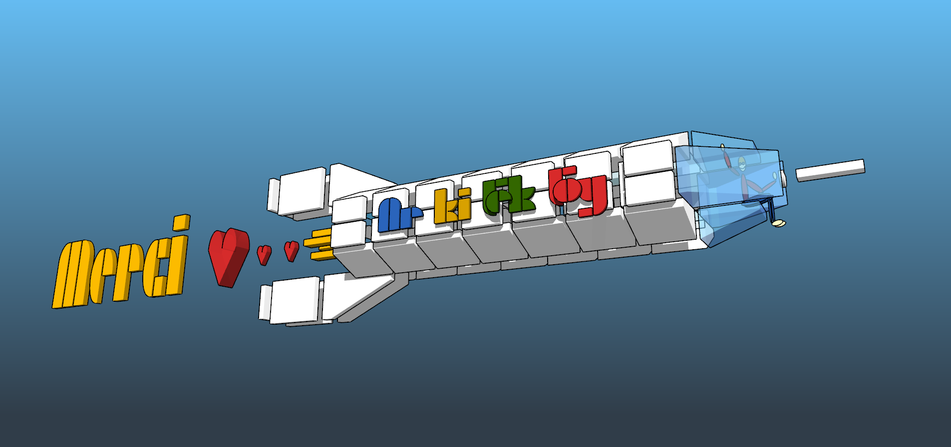 Fusée Arkitektoy avec le mot merci