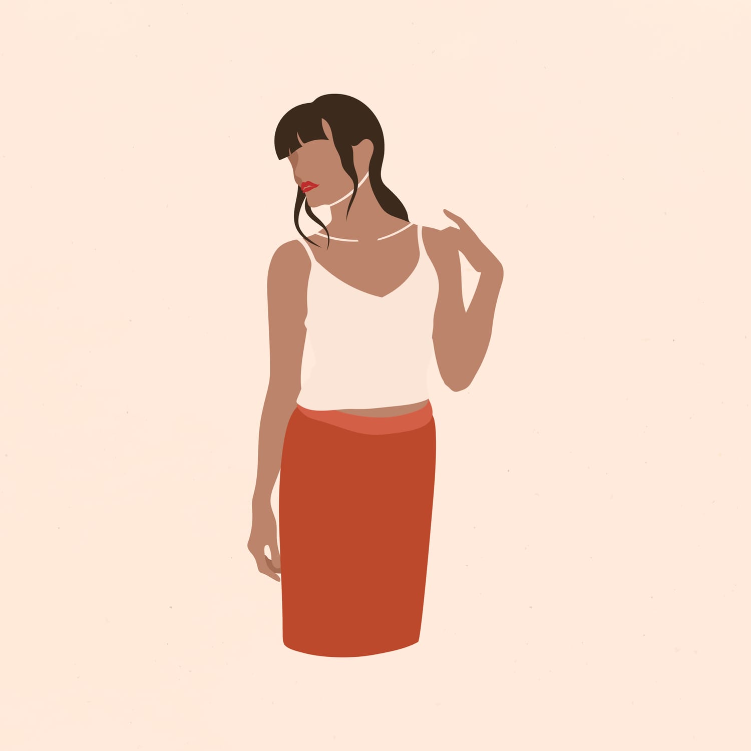 Illustration jeune femme posée, sécure