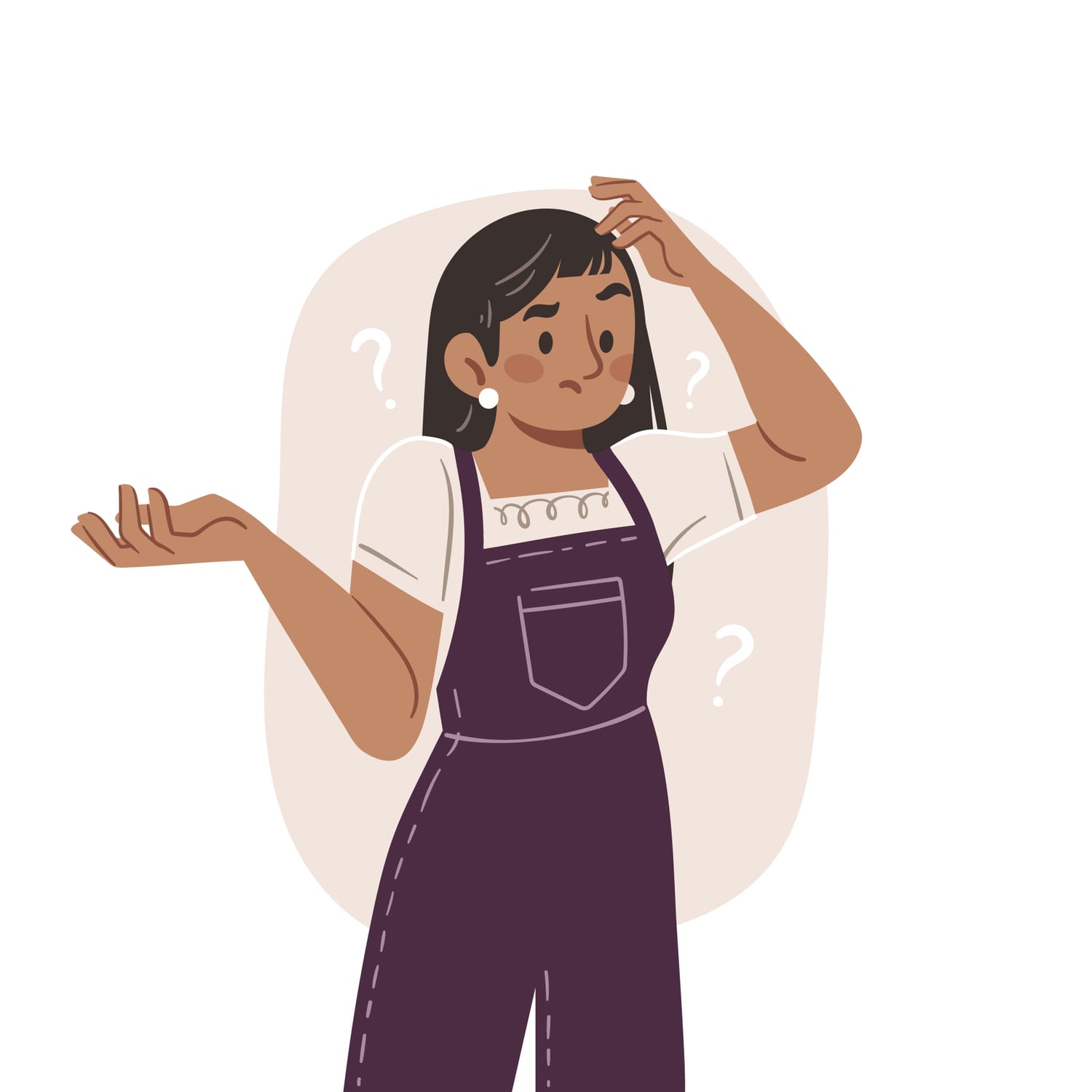 Illustration jeune femme qui doute