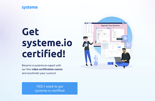 Systeme.io Certification – free 28‑lesson course with funnels, email marketing, automation, digital product training, and official certification