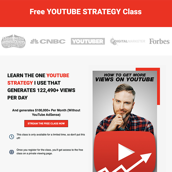 Think Media Free YouTube Strategy Class – learn how to grow your YouTube channel, increase views, and monetize content with Sean Cannell's proven strategies