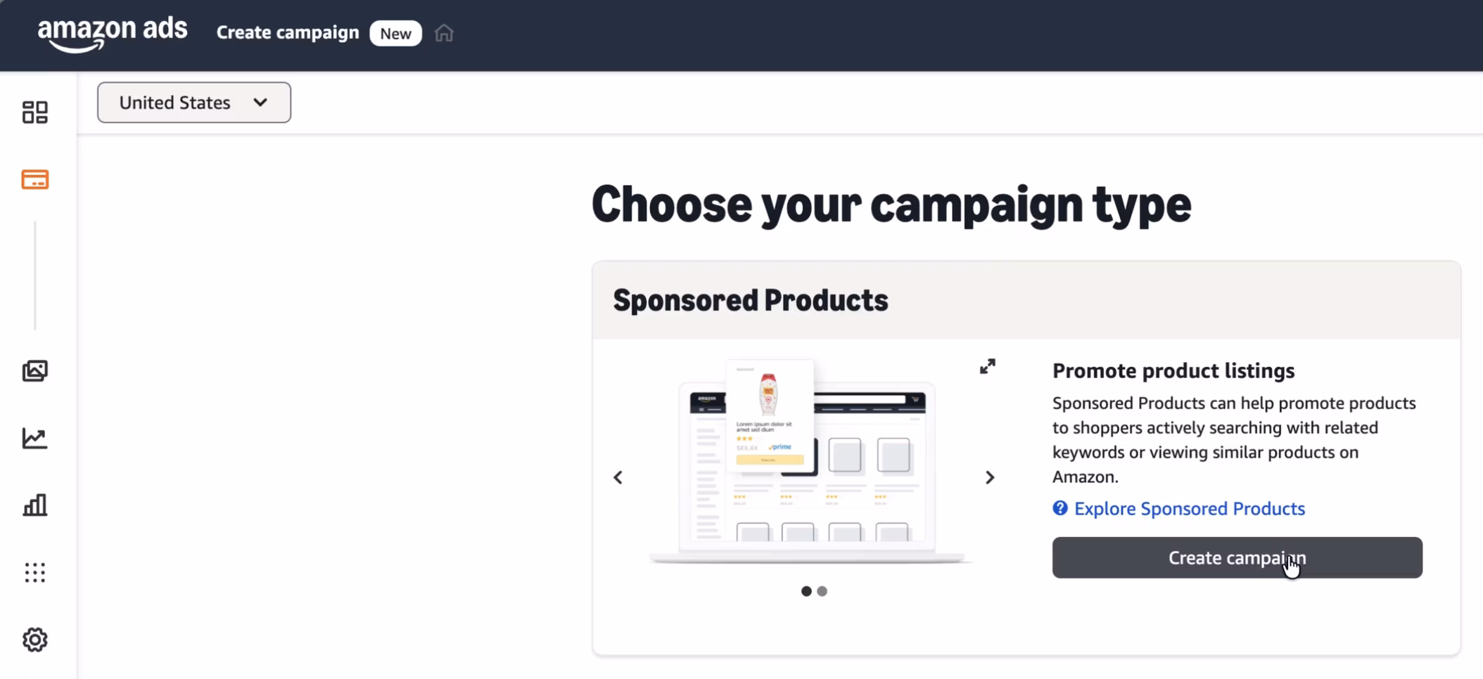 Choose Sponsored Products to Create Campaign