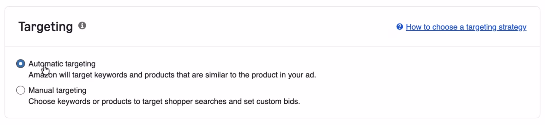 Choose Automatic Targeting Strategy