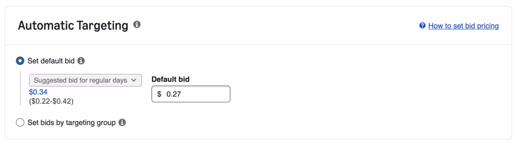 Set the default bid for your campaign