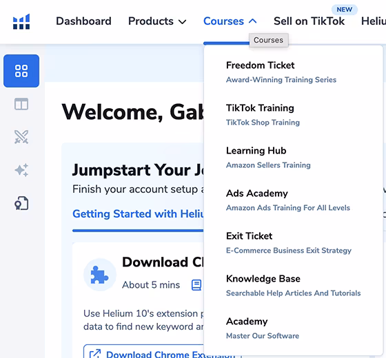 Where to find the Helium 10 courses
