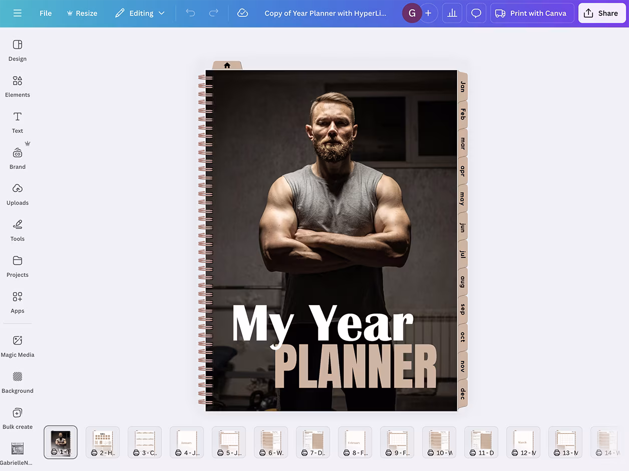 Year planner after modifications