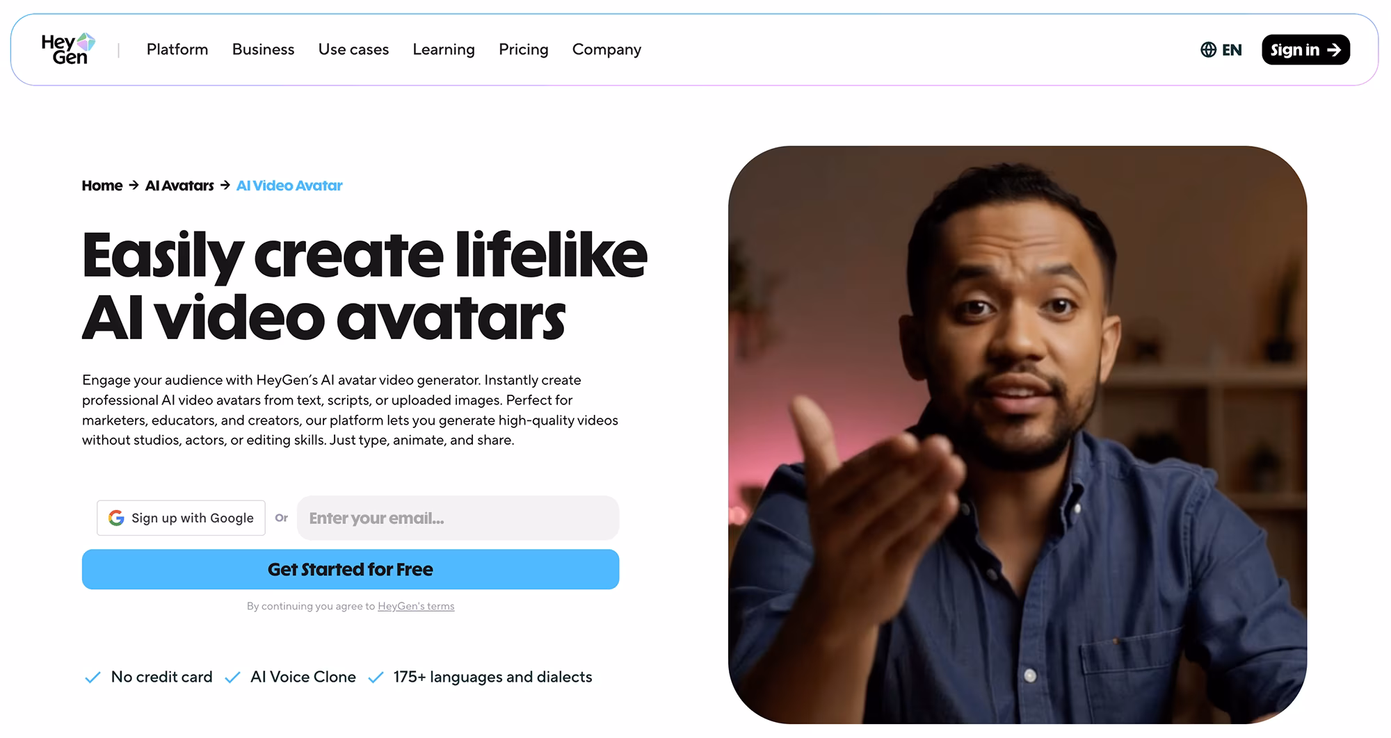 HeyGen AI Video Avatars Homepage