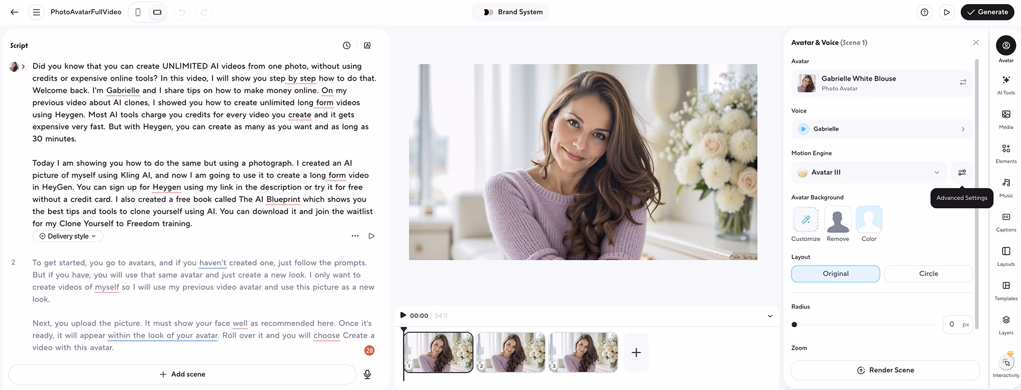 Advanced motion settings: Lip sync only or full body movement