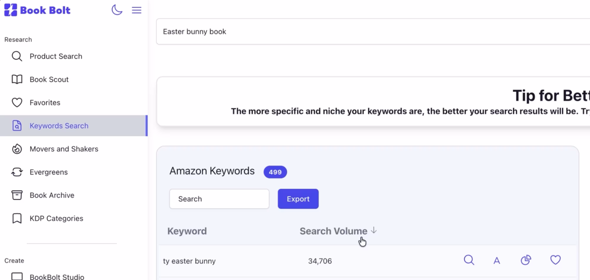 Keyword research with Book Bolt