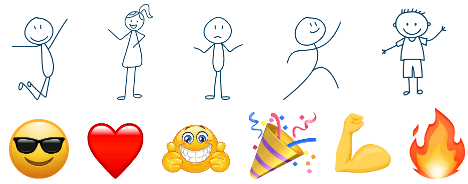 Doodles and emojis