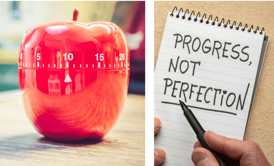 10 minute times and reminder to avoid perfection