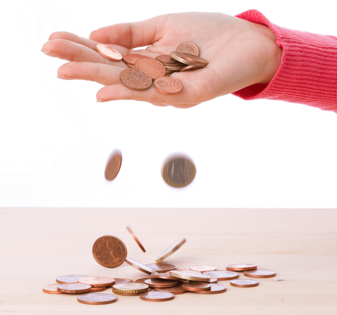money slipping through fingers