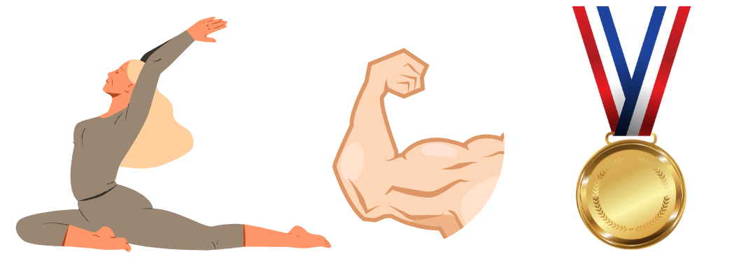 Fitness Mind Mao central images - Yoga, strength, medal