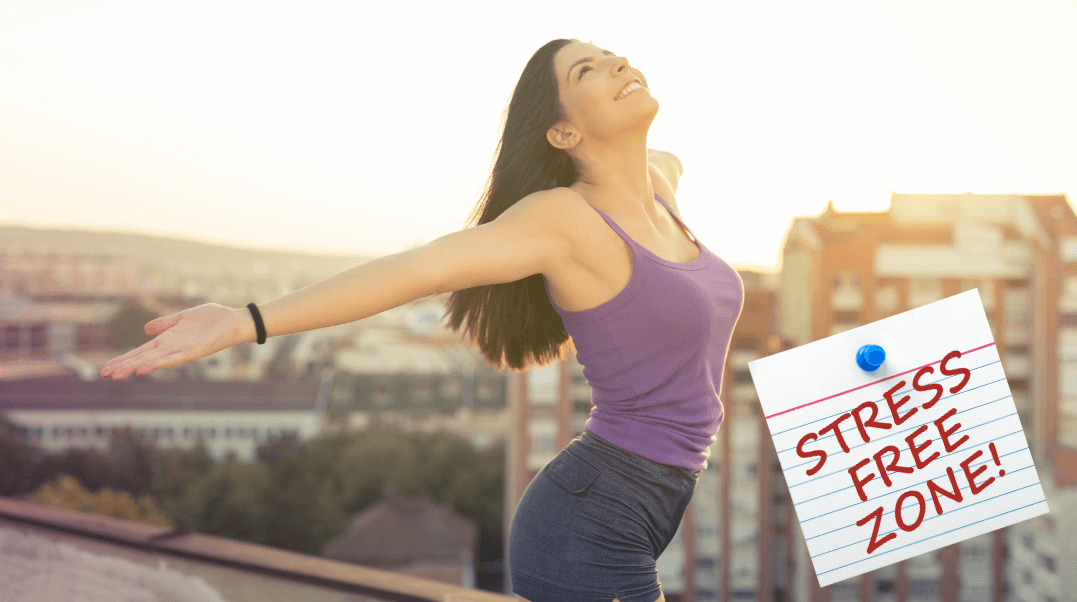 woman celebrating stress free