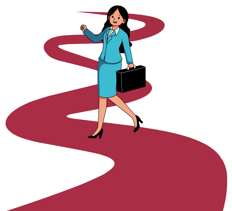 businesswoman on winding path