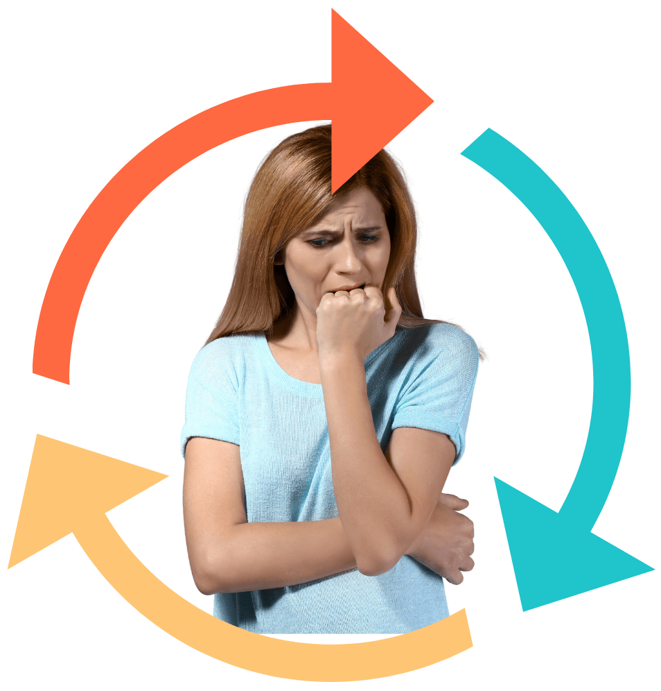 woman trapped in anxiety loop