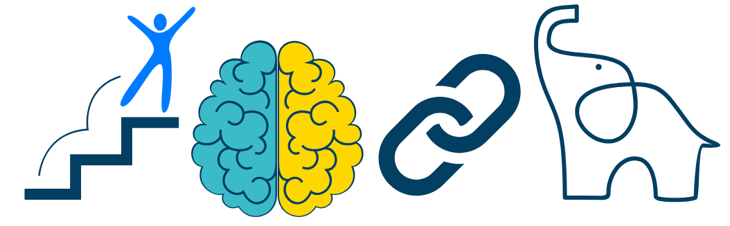 steps, left-right brain, links, memory elephant