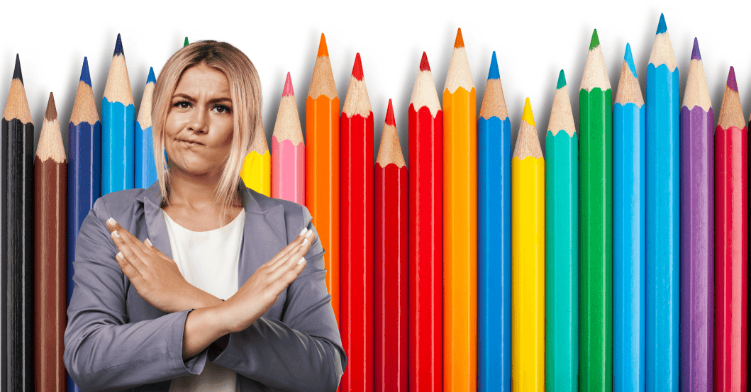 woman signalling no to drawing
