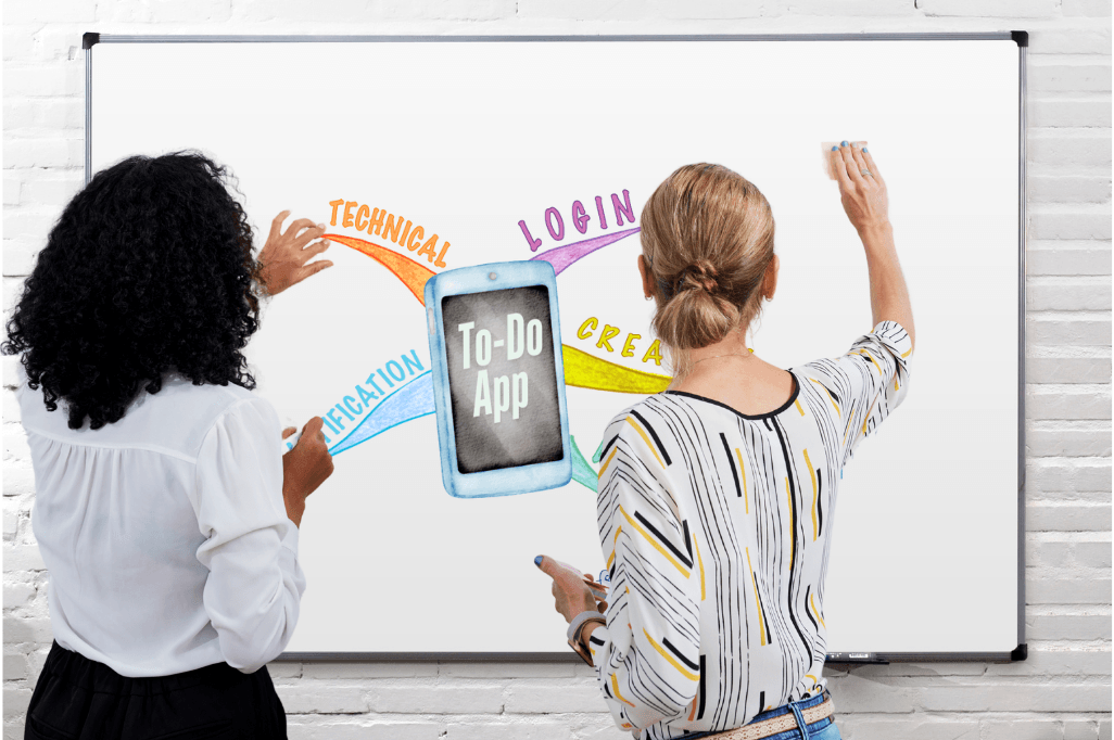 two woman planning an app design