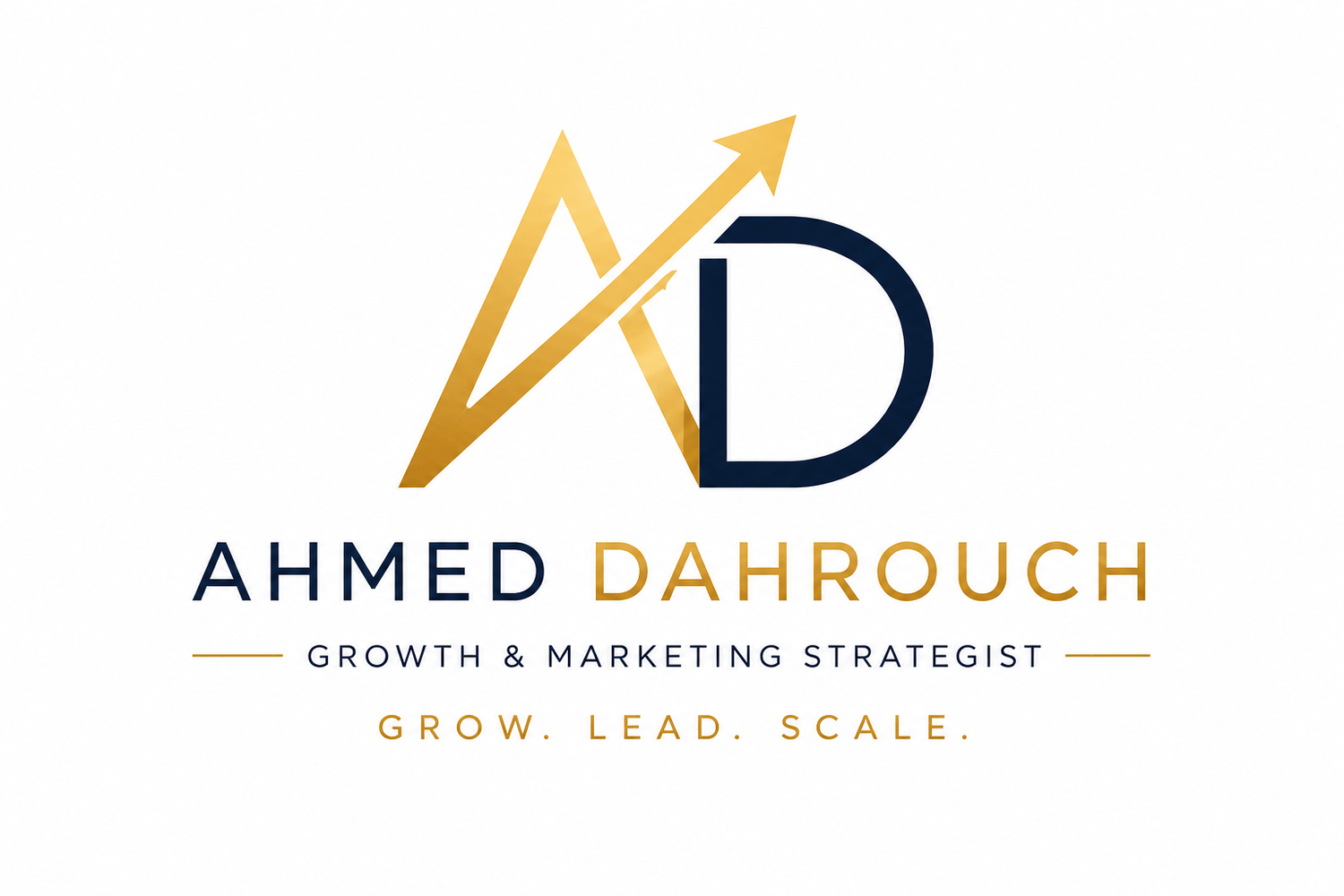 Logo officiel Ahmed Dahrouch – GROW. LEAD. SCALE.