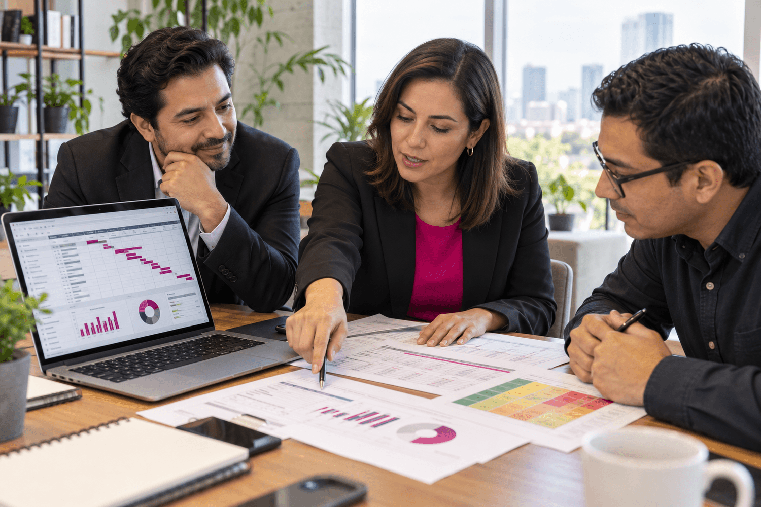 Profesionales planificando un proyecto en equipo, imagen de portada del blog de preparación PMP®