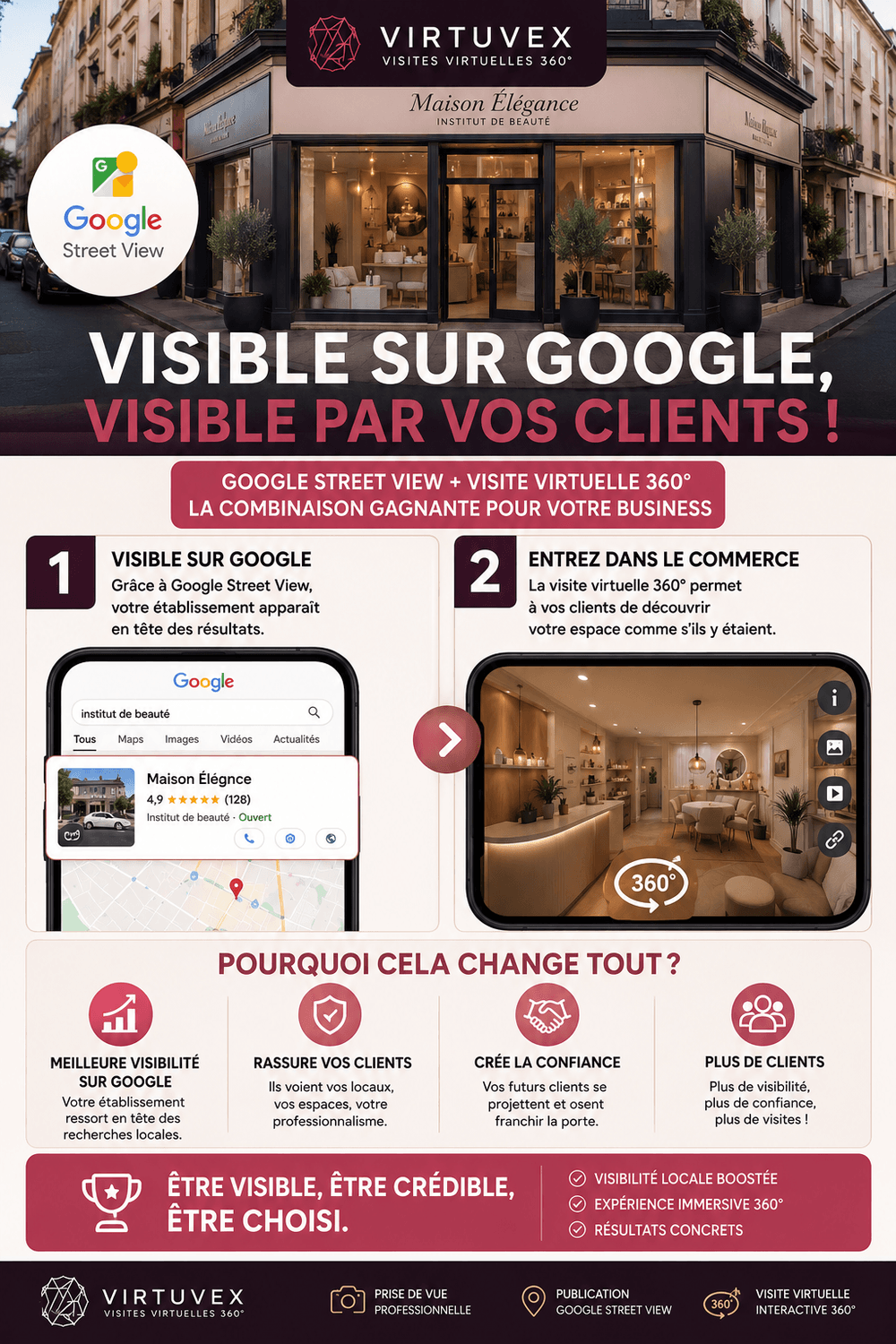 Établissement intégré sur Google Street View par Virtuvex pour renforcer la présence locale