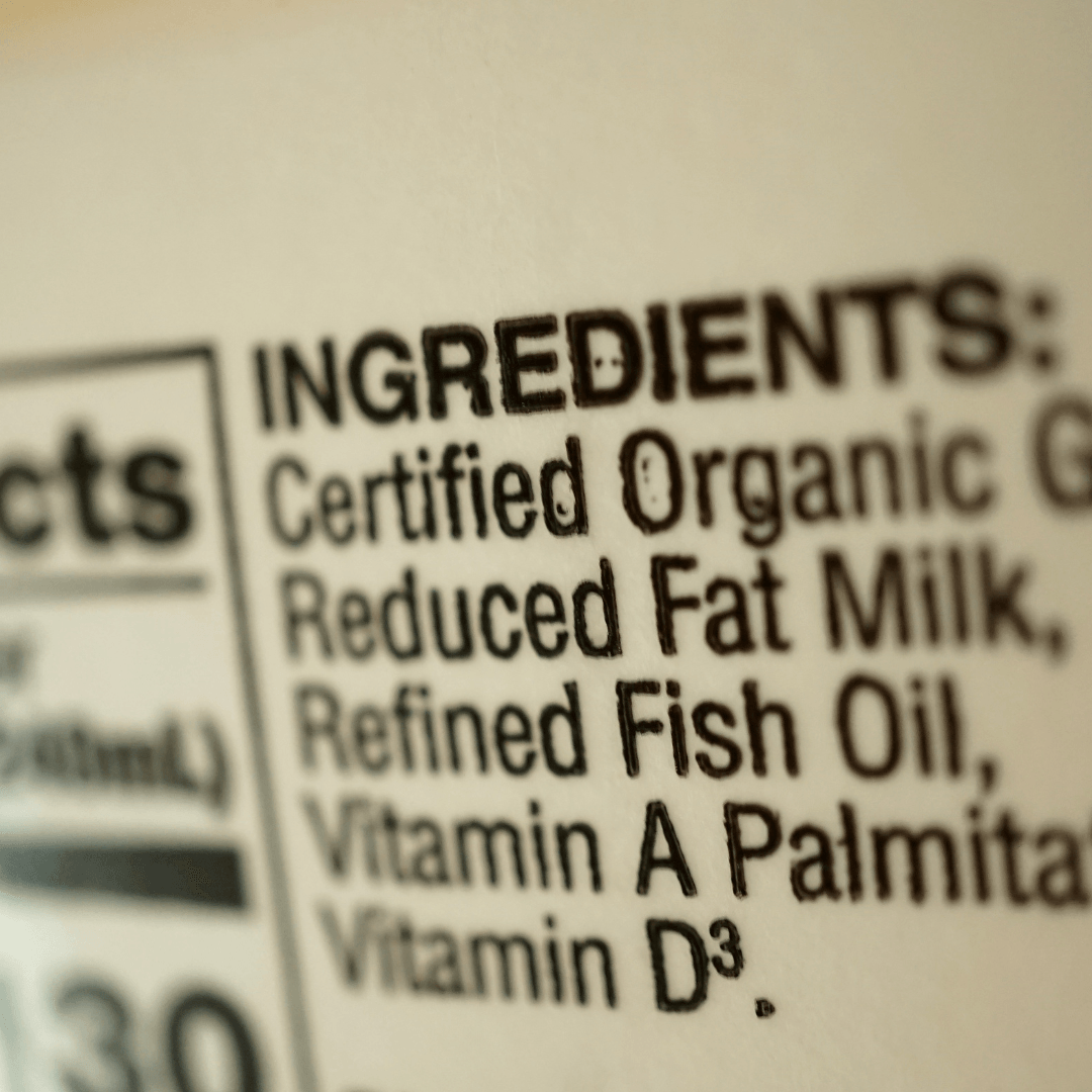 An example of an ingredients list on the back of a food package. 