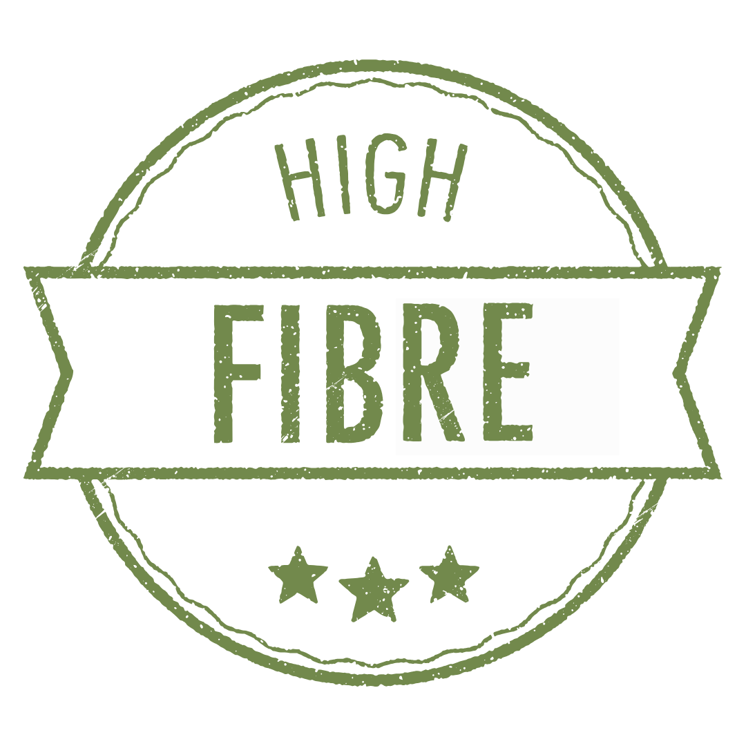 'High Fibre' written in a circle with 3 stars underneith.