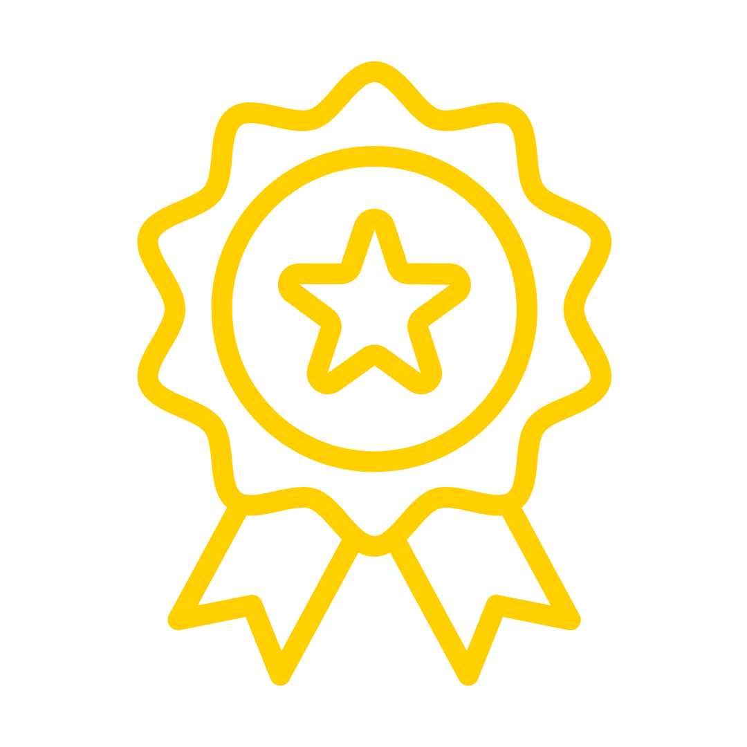 Yellow outline of a rosette 