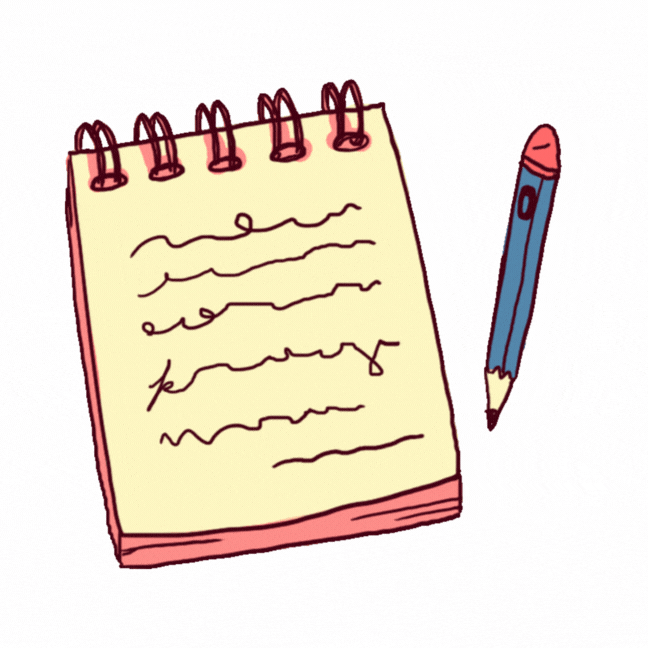 GIF of a noteboot with squiggles on, there is a pencil moving at the bottom drawing a line.