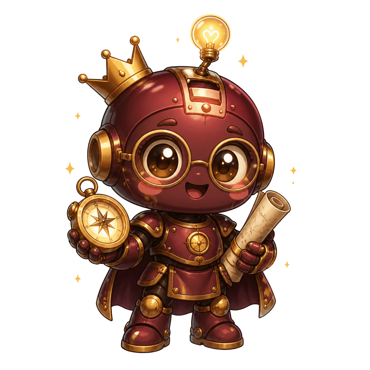 Minerva, the Strategy hire, with a compass and a map