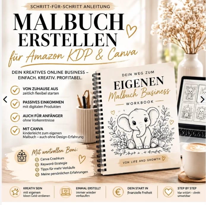 Malbuch mit Canva erstellen und bei Amazon KDP verkaufen – Schritt-für-Schritt-Anleitung