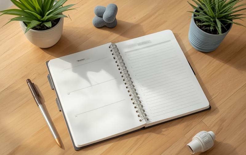 sustainable cleaning blog notebook