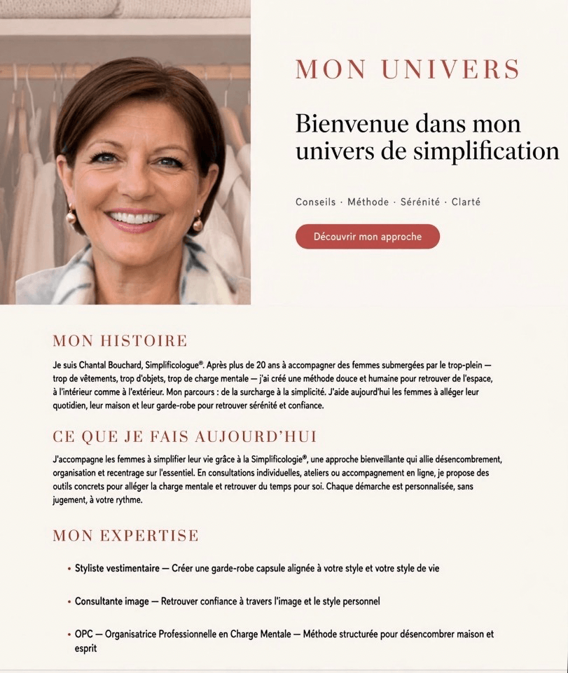 ChantBouchard Simplificologue Styliste vestimentaire consultante en image organisatrice des espaces