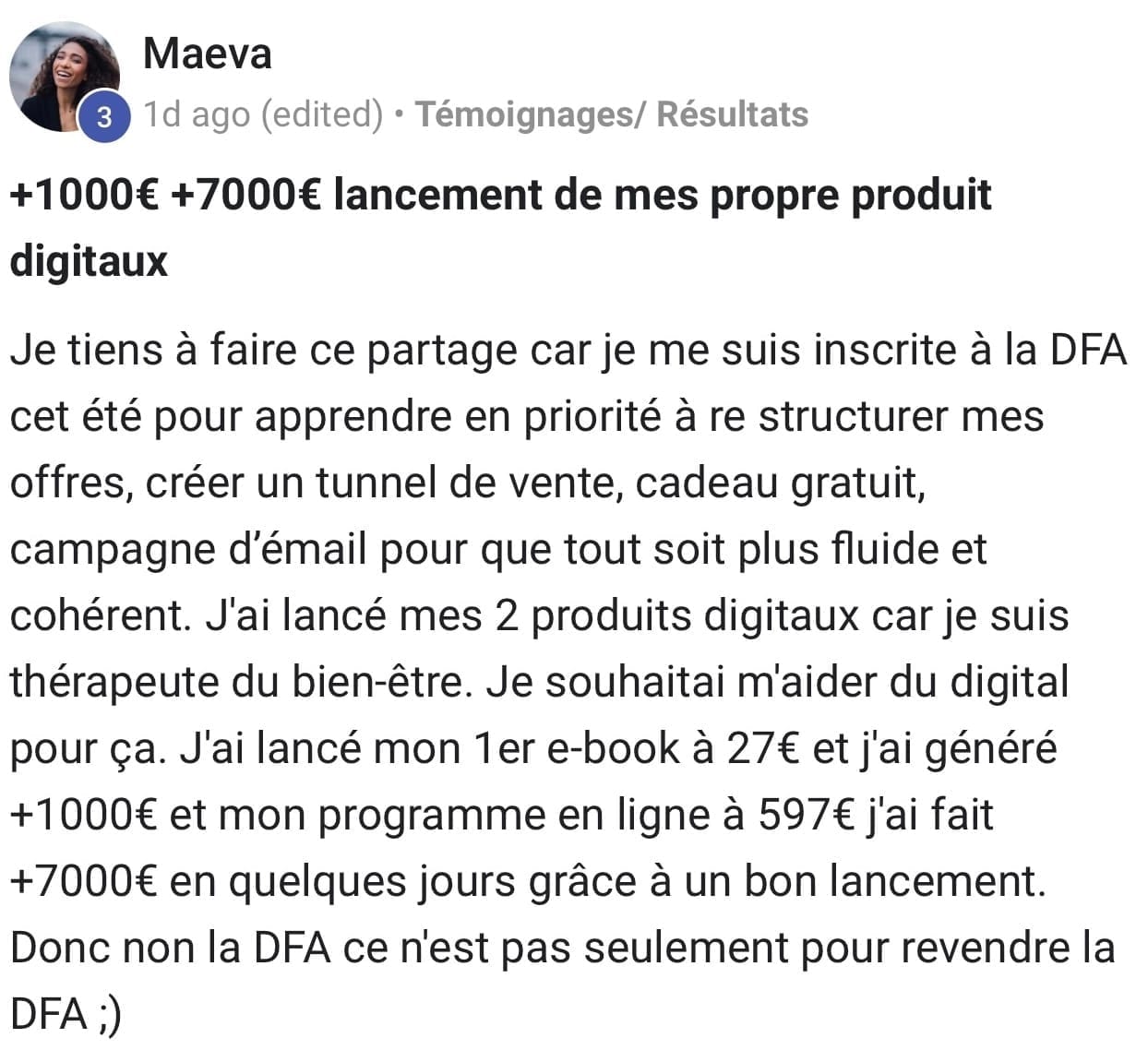 Avis client Digital Freedom Academy 2
