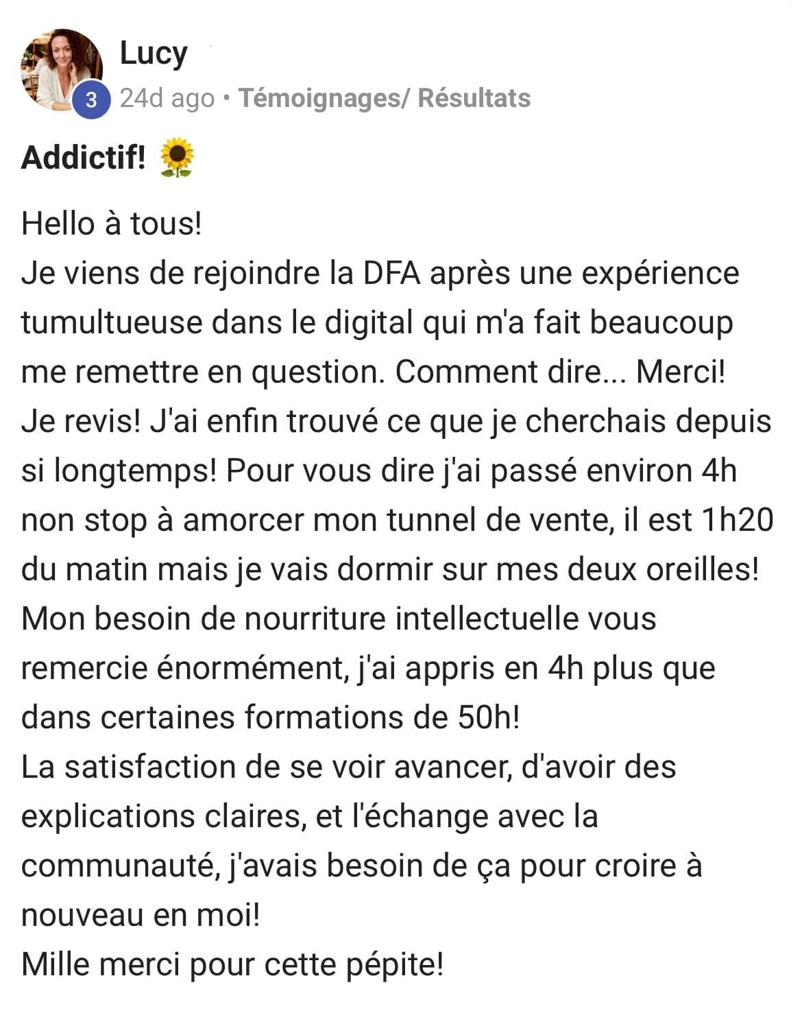 Avis client Digital Freedom Academy 1
