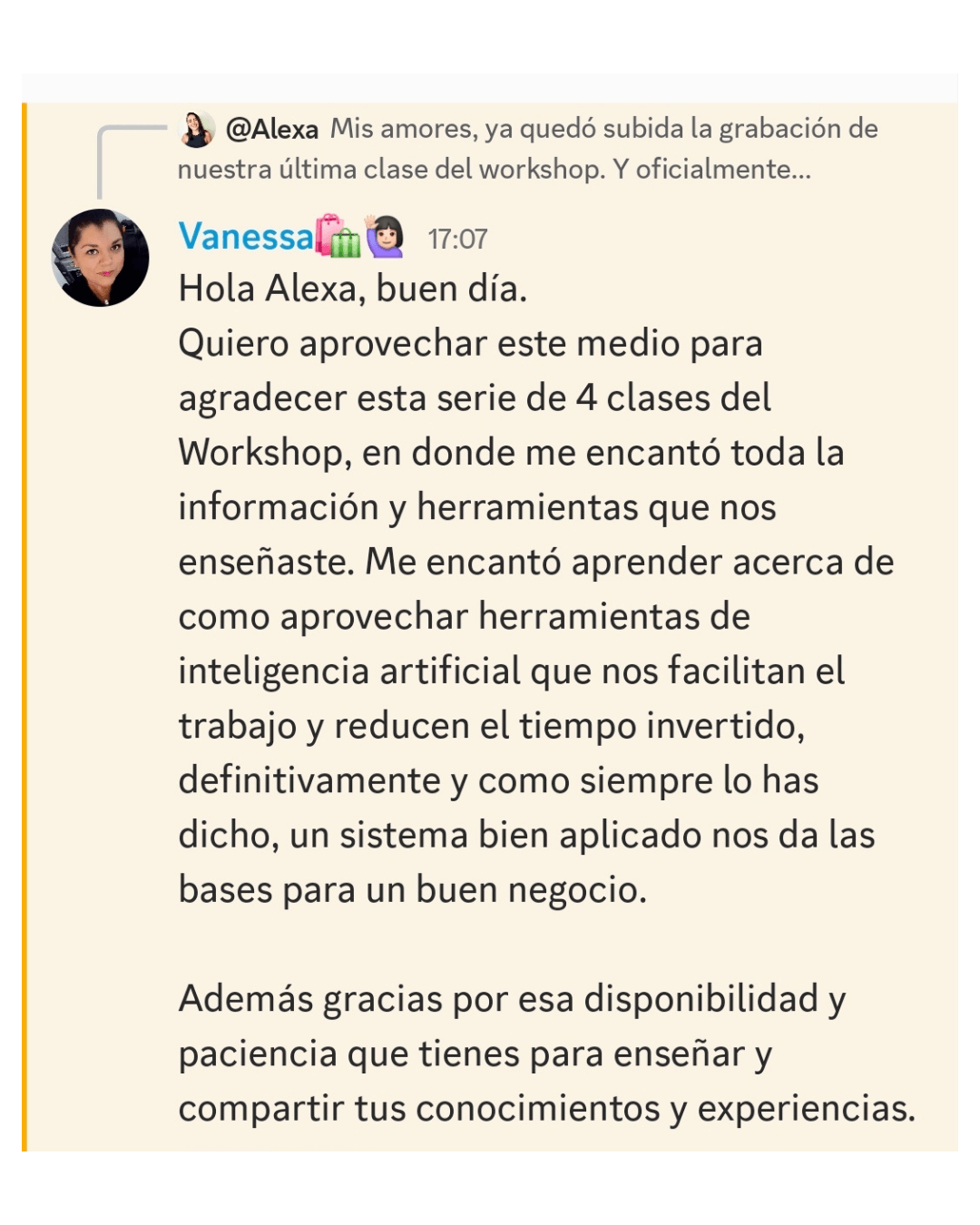 Testimonio de estudiante