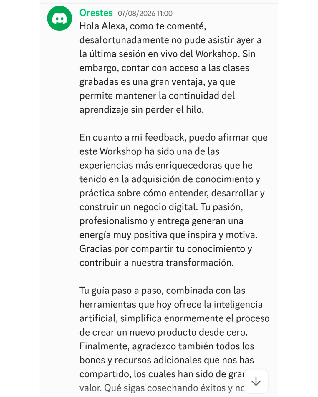 Testimonio de estudiante