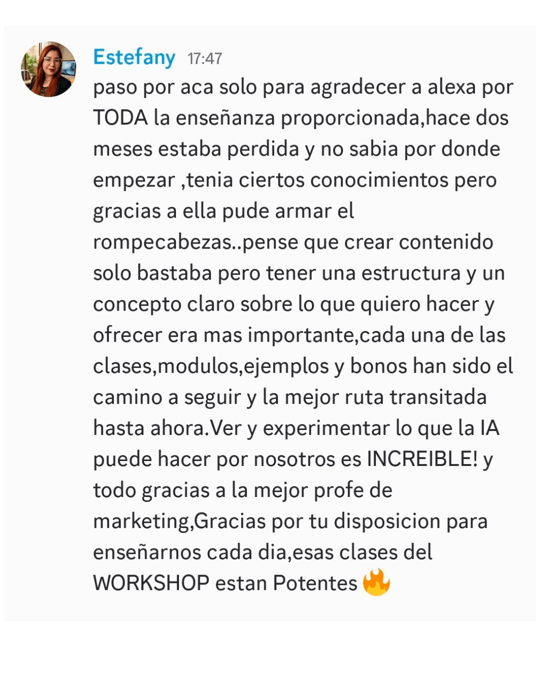 Testimonio de estudiante