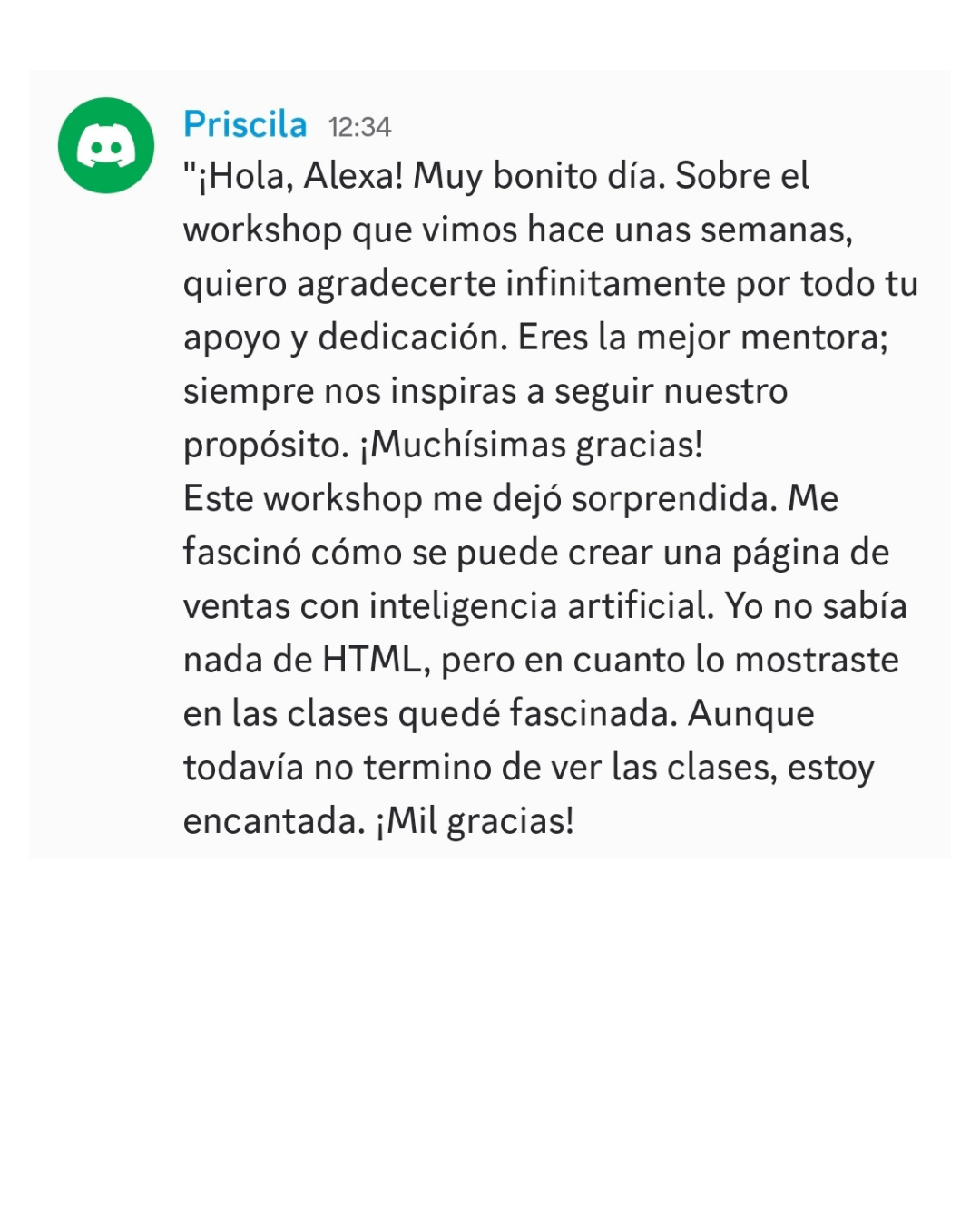 Testimonio de estudiante