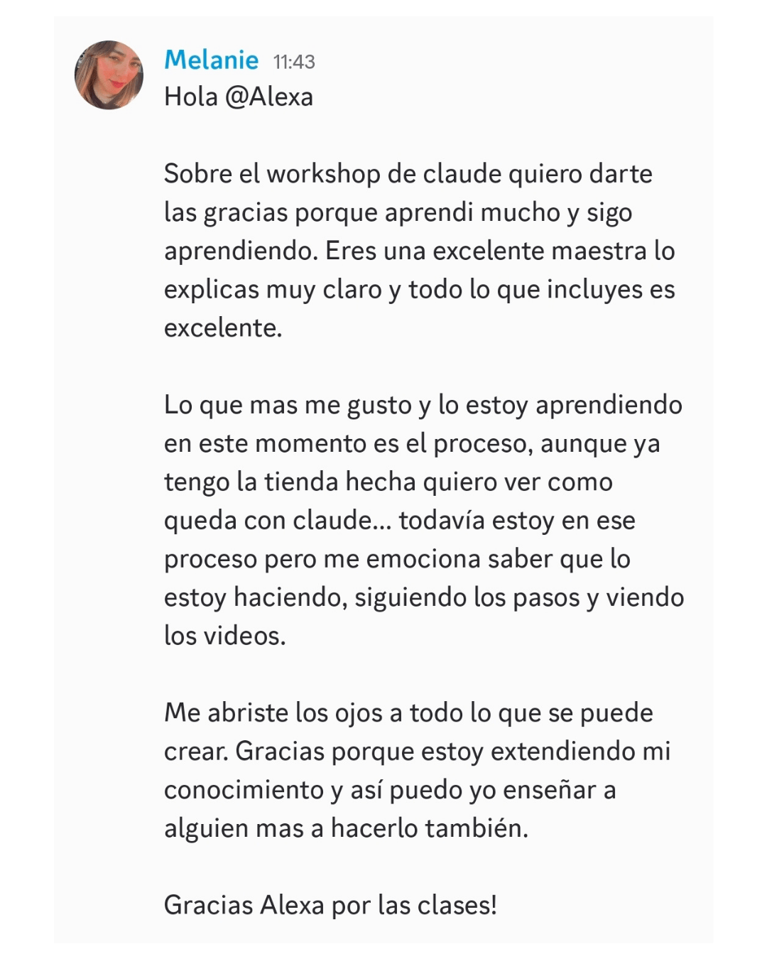 Testimonio de estudiante
